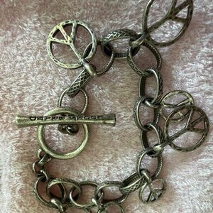 Lucky Brand Silver Peace Sign Bracelet